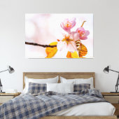 Kersenbloesems en zachte roze achtergrond van de l canvas afdruk (Insitu (Slaapkamer))