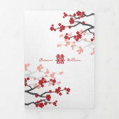 Kersenbloesems foto tweetalige Chinese bruiloft Drieluik Uitnodiging (Cover)