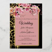 Kersenbloesems Frans Romantisch Dusty Roos Folie Uitnodiging (Voorkant)