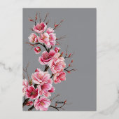 Kersenbloesems Frans Romantisch Dusty Roos Folie Uitnodiging (Achterkant)