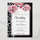 Kersenbloesems Frans Romantisch Dusty Roos Folie Uitnodiging (Voorkant)