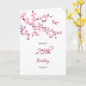 Kersenbloesems Gelukkige Verjaardag Roze Wit Kaart (Gele Bloem)