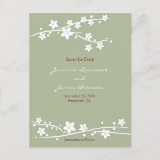 Kersenbloesems Groen Aankondigingskaart