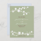 Kersenbloesems Groen Aankondigingskaart (Voorkant / Achterkant)