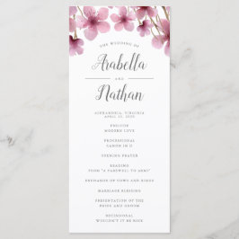 Kersenbloesems huwelijksceremonie programma programmakaart