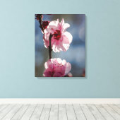 Kersenbloesems in de Sunshine Triptiek Kunst Canvas Afdruk (Insitu (Houten vloer))