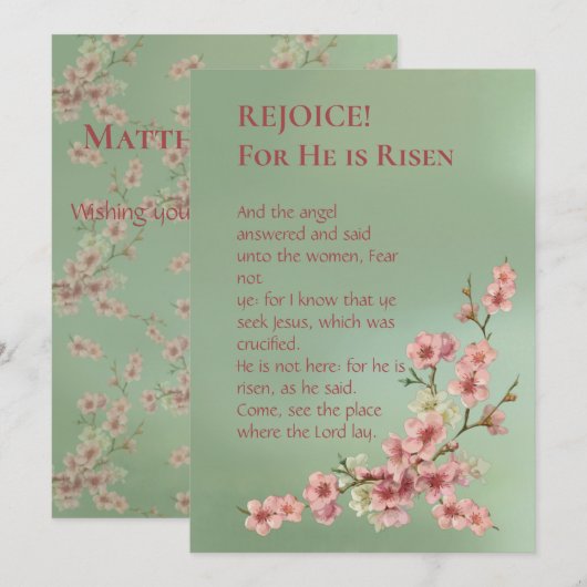 Kersenbloesems in roze en wenskaart kaart (Voorkant / Achterkant)