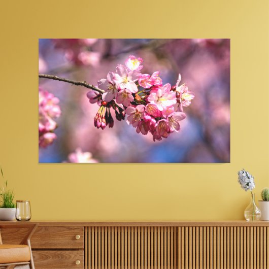Kersenbloesems in roze kleuren van de lente canvas afdruk (Insitu (Woonkamer))