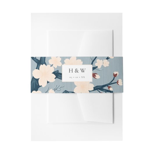 Kersenbloesems japandi bruiloft uitnodiging uitnodigingen wikkel (Voorkant Voorbeeld)