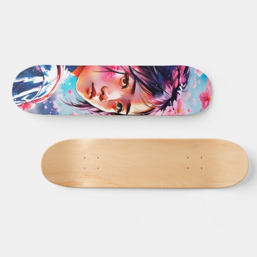 Kersenbloesems Japans Meisje Persoonlijk Skateboard (Horizontaal)