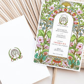 Kersenbloesems & korenbloemen Art Nouveau bruiloft Kaart