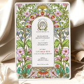 Kersenbloesems & korenbloemen Art Nouveau bruiloft Kaart