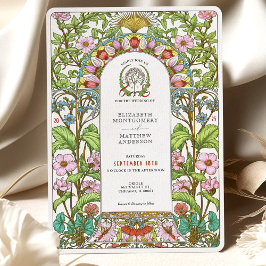 Kersenbloesems & korenbloemen Art Nouveau bruiloft Kaart