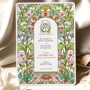 Kersenbloesems & korenbloemen Art Nouveau bruiloft Kaart