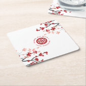 Kersenbloesems levensduur symbool Chinese verjaard Kartonnen Onderzetters (Schuin)