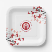 Kersenbloesems levensduur symbool Chinese verjaard Papieren Bordje (Voorkant)