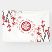 Kersenbloesems levensduur symbool Chinese verjaard Spandoek (Horizontaal)