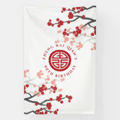 Kersenbloesems levensduur symbool Chinese verjaard Spandoek (Verticaal)