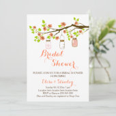 Kersenbloesems & mason potten bruiloft vrijgezelle kaart (Staand voorkant)