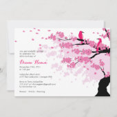 Kersenbloesems met vogels verjaardagsuitnodiging kaart (Voorkant)