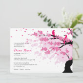 Kersenbloesems met vogels verjaardagsuitnodiging kaart (Staand voorkant)