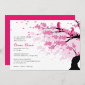 Kersenbloesems met vogels verjaardagsuitnodiging kaart (Voorkant / Achterkant)