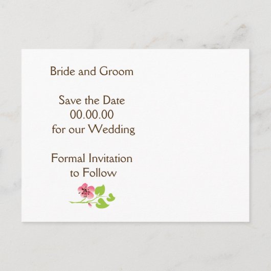 Kersenbloesems, metselaarskruiken bruiloft Save th Aankondigingskaart (Achterkant)