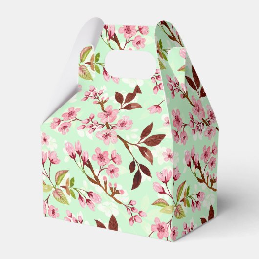 Kersenbloesems Mint Achtergrond Bedankdoosjes (Voorkant Zijde)