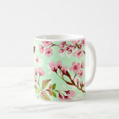 Kersenbloesems Mint Achtergrond Koffie Mok (Voorkant rechts)