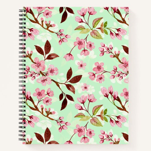 Kersenbloesems Mint Achtergrond Notitieboek (Voorkant)