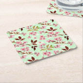 Kersenbloesems Mint Achtergrond Papier Onderzetter (Schuin)
