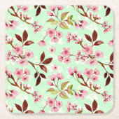 Kersenbloesems Mint Achtergrond Papier Onderzetter (Voorkant)