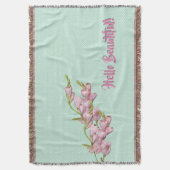 Kersenbloesems Mint Groene Stip Hallo Deken (Voorkant Verticaal)