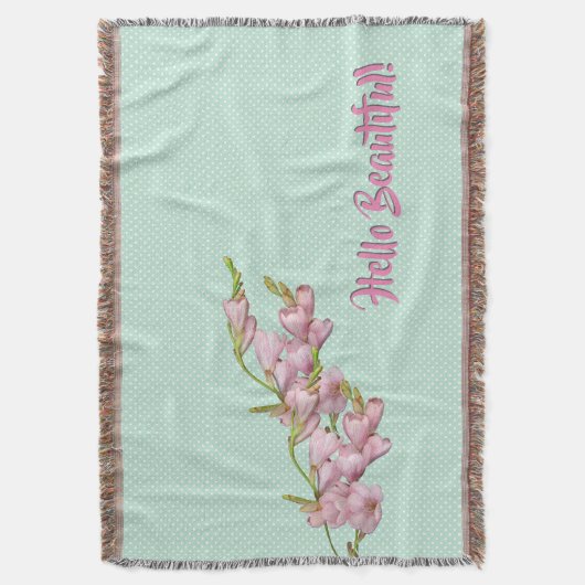 Kersenbloesems Mint Groene Stip Hallo Deken (Voorkant Verticaal)