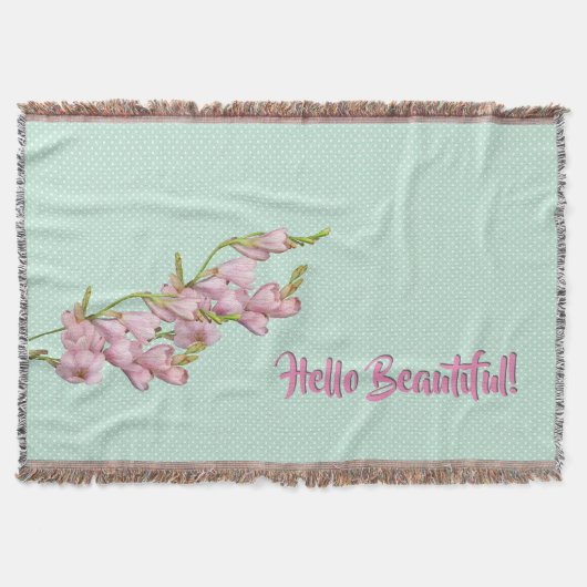 Kersenbloesems Mint Groene Stip Hallo Deken (Voorkant)