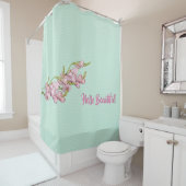 Kersenbloesems Mint Groene Stip Hallo Douchegordijn (In situ)