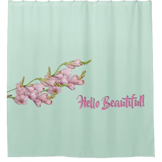 Kersenbloesems Mint Groene Stip Hallo Douchegordijn (Voorkant)