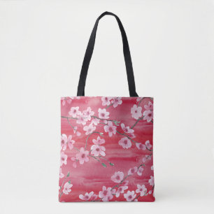 Kersenbloesems, naadloos, waterverf. tote bag