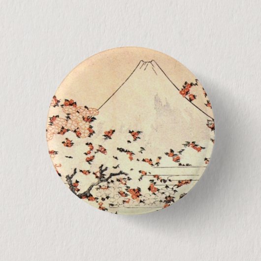 Kersenbloesems onder de berg Fuji Ronde Button 3,2 Cm (Voorkant)