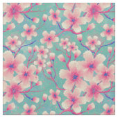 Kersenbloesems op blauw stof (Close Up)