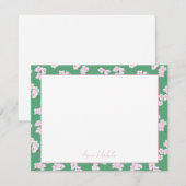Kersenbloesems op groene gepersonaliseerde notitie notitiekaartje (Voorkant / Achterkant)