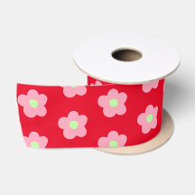 Kersenbloesems op rood