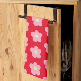 Kersenbloesems op rood theedoek