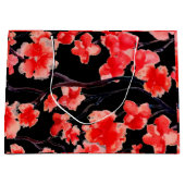 KERSENBLOESEMS OP ZWARTE Gift Bag Groot Cadeauzakje (Voorkant)
