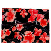 KERSENBLOESEMS OP ZWARTE Gift Bag Groot Cadeauzakje (Achterkant)