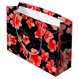 KERSENBLOESEMS OP ZWARTE Gift Bag Groot Cadeauzakje