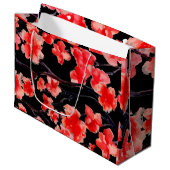 KERSENBLOESEMS OP ZWARTE Gift Bag Groot Cadeauzakje (Voorkant Gekanteld)