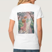 Kersenbloesems Pergola Vrouw Wit T-Shirt (Achterkant)