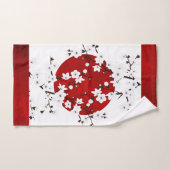 Kersenbloesems Rood Zwart Wit Handdoek (Handdoek)