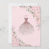 Kersenbloesems Roos gouden jurk jurk quinceañera Kaart (Achterkant)